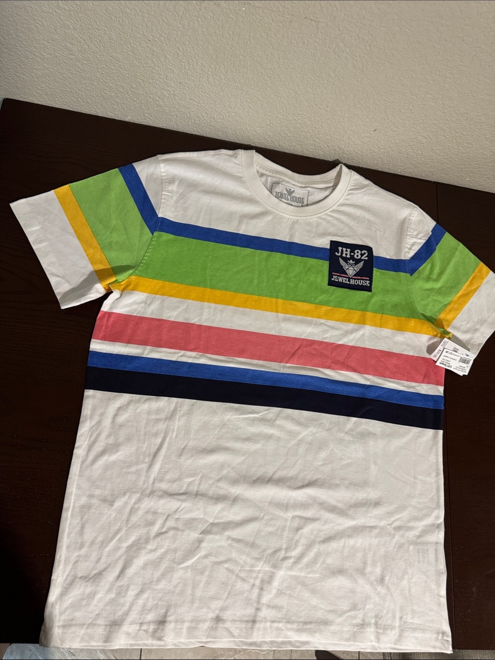 JH-82 Jewel House White Multicolor Stripe menโs T-Shirt